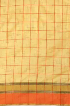 Yellow woven blended cotton saree with blouse