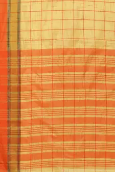 Yellow woven blended cotton saree with blouse