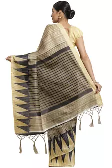 Multicolor printed art silk saree with blouse