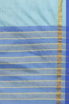 Blue woven blended cotton saree with blouse