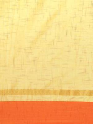 Yellow woven blended cotton saree with blouse 3