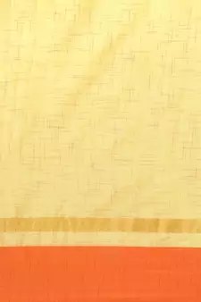 Yellow woven blended cotton saree with blouse