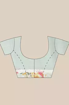 Multicolor printed art silk saree with blouse