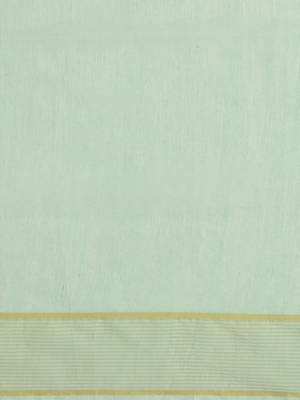 Green woven blended cotton saree with blouse 3
