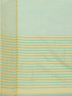 Green woven blended cotton saree with blouse 4