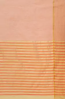 Orange woven blended cotton saree with blouse