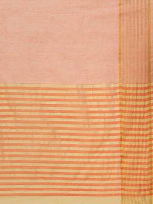 Pink woven blended cotton saree with blouse 4