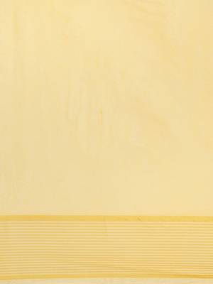 Yellow woven blended cotton saree with blouse 3