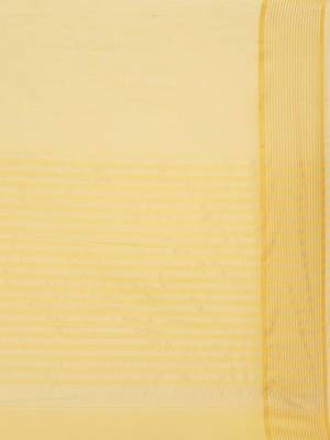 Yellow woven blended cotton saree with blouse 4
