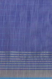 Blue woven blended cotton saree with blouse