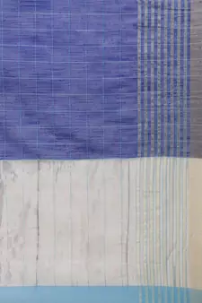Blue woven blended cotton saree with blouse