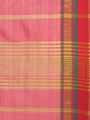 Beige woven blended cotton saree with blouse 4
