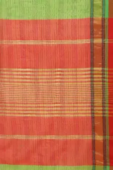 Green woven blended cotton saree with blouse