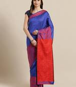 Blue woven art silk saree with blouse