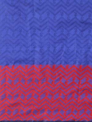 Blue woven art silk saree with blouse 3