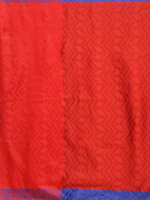 Blue woven art silk saree with blouse 4