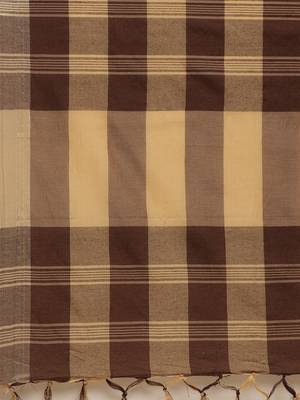 Brown woven blended cotton saree with blouse 4