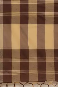 Brown woven blended cotton saree with blouse