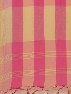 Pink woven blended cotton saree with blouse 3