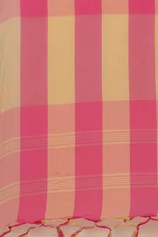 Pink woven blended cotton saree with blouse