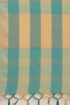 Green woven blended cotton saree with blouse