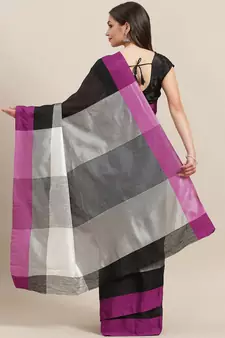 Purple woven blended cotton saree with blouse