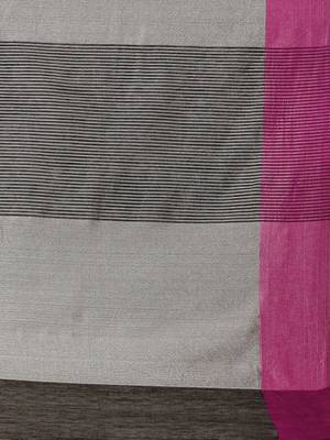 Purple woven blended cotton saree with blouse 4