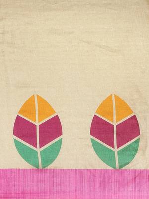 Pink printed art silk saree with blouse 3