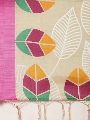 Pink printed art silk saree with blouse 4