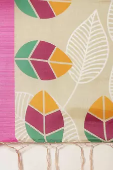 Pink printed art silk saree with blouse