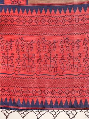 Blue printed art silk saree with blouse 4