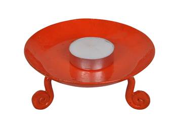 Hand Painted Orange Tea Light Candle Holder Wrought Iron Candle Stand (2 X 4.5 Inch) 2