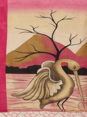 Pink printed art silk saree with blouse 4