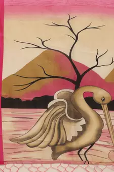 Pink printed art silk saree with blouse