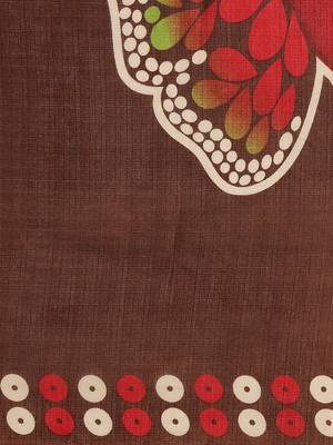 Red printed art silk saree with blouse 3