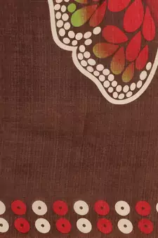 Red printed art silk saree with blouse