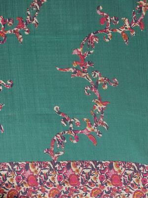 Green printed art silk saree with blouse 3