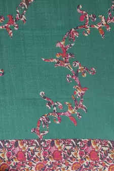 Green printed art silk saree with blouse