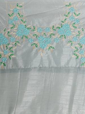 Pink embroidered georgette saree with blouse 5