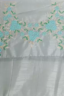 Pink embroidered georgette saree with blouse