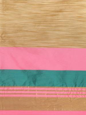 Beige woven blended cotton saree with blouse 3