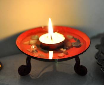 Lalhaveli Candle Holder/Candle Stand/Wrought Iron Table Top Decorative Candle Stand 5
