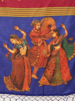 Maroon printed art silk saree with blouse 4