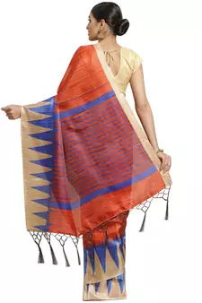 Multicolor printed art silk saree with blouse
