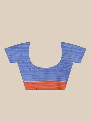 Multicolor printed art silk saree with blouse 4
