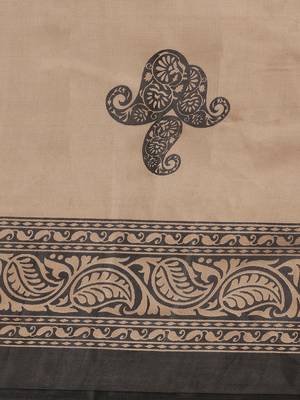 Maroon printed art silk saree with blouse 3