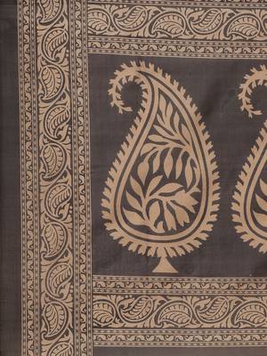 Maroon printed art silk saree with blouse 4