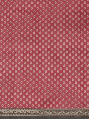 Maroon printed art silk saree with blouse 5