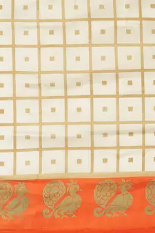 White printed art silk saree with blouse