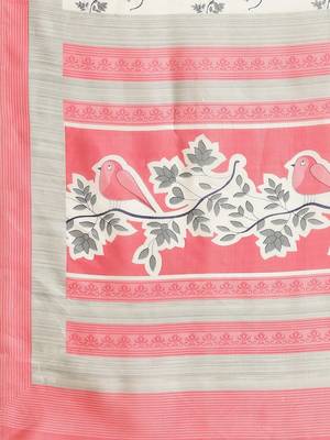 White printed art silk saree with blouse 4